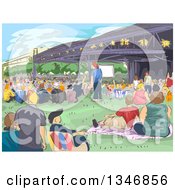 Poster, Art Print Of Sketched Concert Crowd At A Park