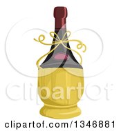 Clipart Of A Wine Bottle In A Fiasco Basket Royalty Free Vector Illustration by BNP Design Studio