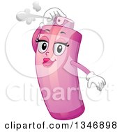 Clipart Of A Cartoon Pink Hair Spray Character Royalty Free Vector Illustration