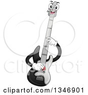 Clipart Of A Cartoon Bass Guitar Mascot Royalty Free Vector Illustration