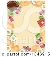 Poster, Art Print Of Border Of Sushi Foods Around Text Space