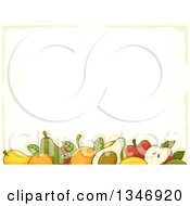 Poster, Art Print Of Border Of Assorted Fruits And Pastel Yellow