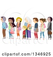 Poster, Art Print Of Group Of People Waiting In Line