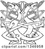 Clipart Of A Black Outlined Celtic Wild Dog Knot 2 Royalty Free Vector Illustration