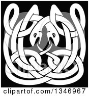 Poster, Art Print Of White Celtic Knot Snakes On Black 3