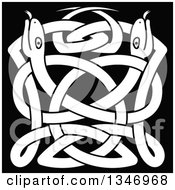 Poster, Art Print Of White Celtic Knot Snakes On Black 4