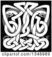 Poster, Art Print Of White Celtic Knot Snakes On Black 5