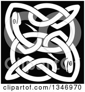 Poster, Art Print Of White Celtic Knot Snakes On Black 6