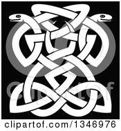 Poster, Art Print Of White Celtic Knot Snakes On Black 8