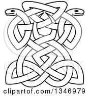 Clipart Of Lineart Celtic Knot Snakes 2 Royalty Free Vector Illustration