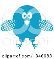 Poster, Art Print Of Retro Styled Blue Bird With Polka Dot Wings