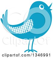 Poster, Art Print Of Retro Styled Blue Bird With A Polka Dot Wing