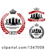 Poster, Art Print Of Chess Pawn Crown Wreath And Banner Designs With Text