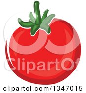 Clipart Of A Cartoon Tomato And Stem Royalty Free Vector Illustration