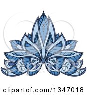Poster, Art Print Of Beautiful Ornate Blue Henna Lotus Flower
