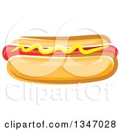 Clipart Of A Cartoon Hot Dog With Mustard 2 Royalty Free Vector Illustration