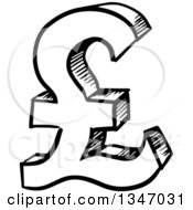 Poster, Art Print Of Black And White Sketched Pound Currency Symbol