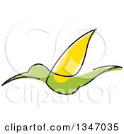 Poster, Art Print Of Sketched Green And Yellow Hummingbird 2