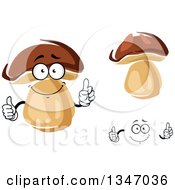 Clipart Of A Cartoon Face Hands And Brown And Tan Mushrooms Royalty Free Vector Illustration