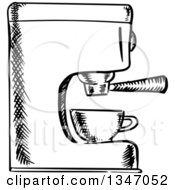 Clipart Of A Black And White Sketched Espresso Coffee Machine Royalty Free Vector Illustration
