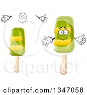 Poster, Art Print Of Cartoon Face Hands And Lime Popsicles
