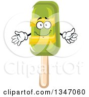 Clipart Of A Cartoon Lime Popsicle Character Royalty Free Vector Illustration