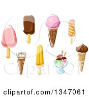 Poster, Art Print Of Cartoon Ice Cream Desserts