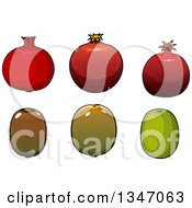 Cartoon Pomegranates And Kiwi Fruits