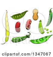 Clipart Of Cartoon Peas Beans And Peanut Royalty Free Vector Illustration