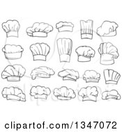 Poster, Art Print Of Black And White Chefs Toque Hats 3