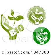 Poster, Art Print Of Green Bio Hands With Leaves