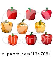Poster, Art Print Of Cartoon Red And Orange Bell Peppers