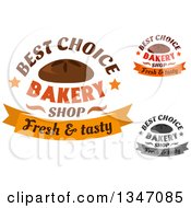 Clipart Of Bread With Bakery Text Designs Royalty Free Vector Illustration