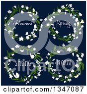 Poster, Art Print Of Circular Floral Wreaths With Text On Navy Blue 2