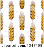 Clipart Of A Seamless Background Patterns Of Gold Wheat On White 8 Royalty Free Vector Illustration