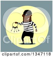 Poster, Art Print Of Flat Design Black Male Robber Holding Keys