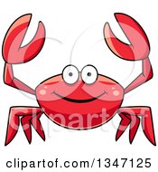 Poster, Art Print Of Cartoon Happy Red Crab Holding Up His Claws