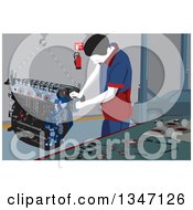 Poster, Art Print Of Male Mechanic Working On A Car Engine In A Garage