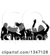 Clipart Of A Crowd Of Black Silhouetted Young Dancers In A Club 4 Royalty Free Vector Illustration by dero
