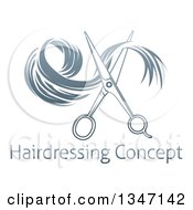 Poster, Art Print Of Gradient Scissors Cutting Hair Over Sample Text