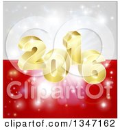 Clipart Of A 3d 2016 And Fireworks Over A Poland Flag Royalty Free Vector Illustration