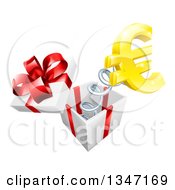 Poster, Art Print Of 3d Gold Euro Currency Symbol Popping Out Of A Gift Box
