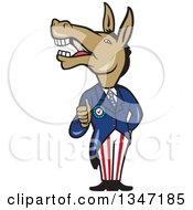 Cartoon Politician Democratic Donkey In A Suit Giving A Thumb Up