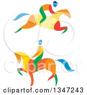Colorful Equestrians On Horses