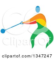 Colorful Track And Field Athlete Hammer Throwing