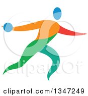 Colorful Track And Field Athlete Discus Thrower