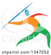 Poster, Art Print Of Colorful Track And Field Athlete Javelin Thrower