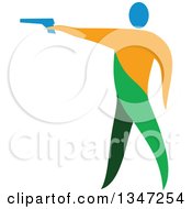 Poster, Art Print Of Colorful Athlete Shooting An Air Pistol