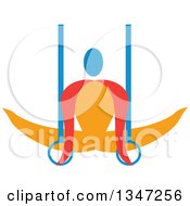 Clipart Of A Colorful Gymnast Athlete On Still Rings Royalty Free Vector Illustration