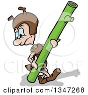 Clipart Of A Cartoon Ant Carrying A Stick Royalty Free Vector Illustration